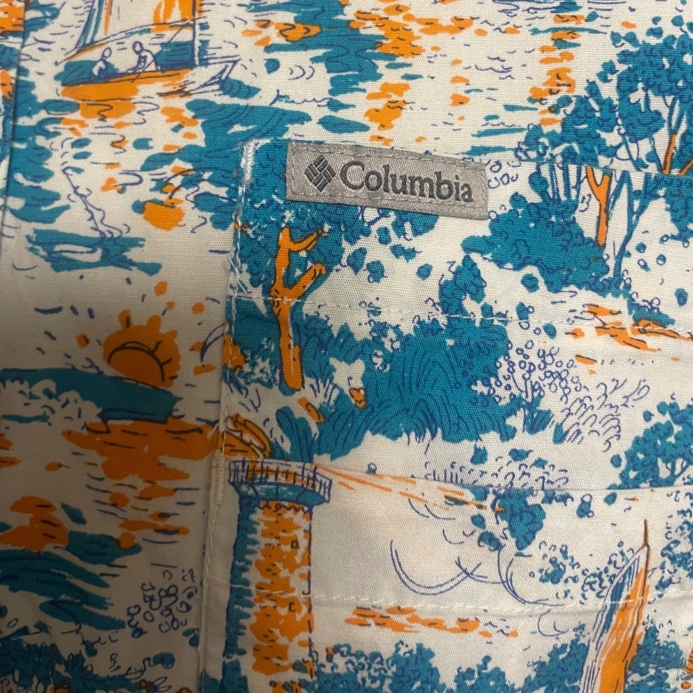 Columbia Rapid Rivers Boat All Over Print Short Sleeve Shirt Men's Large - Picture 5 of 10